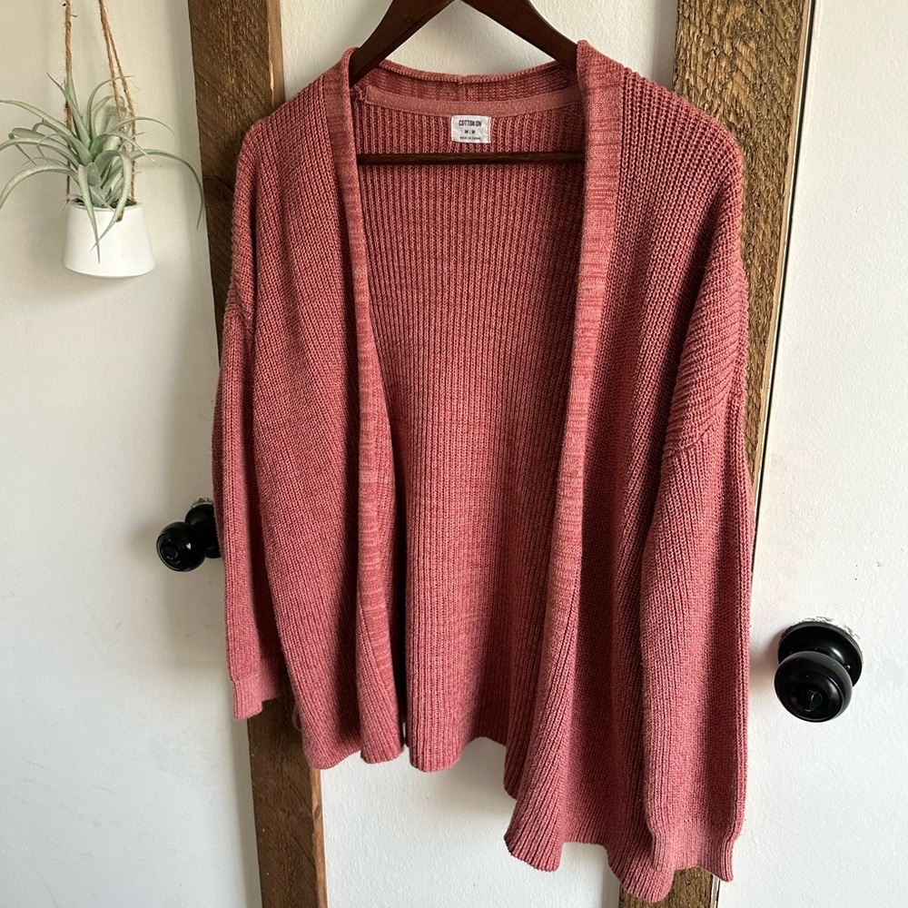 Cotton On Women's Archy Cardigan Sweater Size Medium Canyon Rose Marsala Twist - Picture 15 of 16